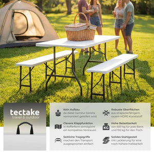 Campingtischgarnitur klappbar weiss