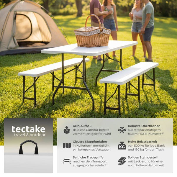 Campingtischgarnitur klappbar weiss