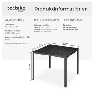 Aluminium Gartentisch Maren schwarz