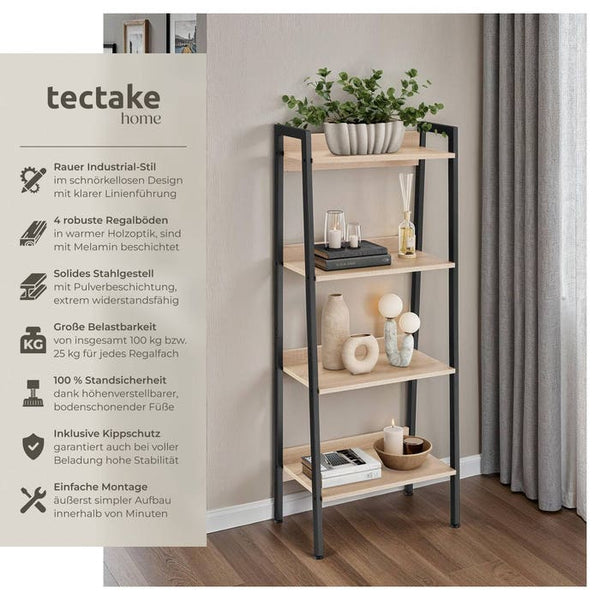 Leiterregal Chatham Industrial Holz hell, Eiche Sonoma 57,5 x 34 x 138 cm