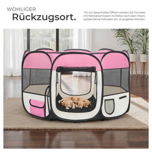 Tierlaufstall aus Polyester, rosa