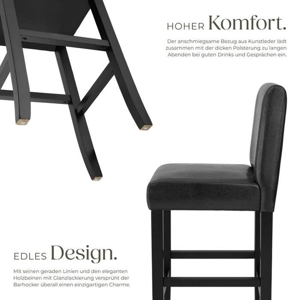 Barhocker schwarz 2er Set