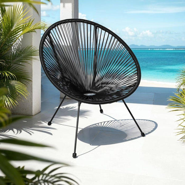 2 Santana garden chairs with table - black