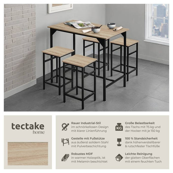 Bartisch-Set Edinburgh Industrial Holz hell, Eiche Sonoma
