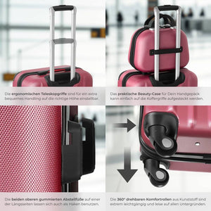 Hartschalenkoffer und Beauty-Case Set 4-tlg. Weinrot