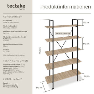 Regal Glasgow Industrial Holz hell, Eiche Sonoma
