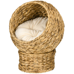 Katzenhöhle Katzenbett mit Kissen Hütte Braun, 42 x 33 x 52 cm