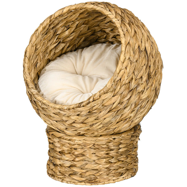 Katzenhöhle Katzenbett mit Kissen Hütte Braun, 42 x 33 x 52 cm