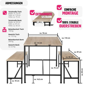 Sitzgruppe Bolton Industrial Holz hell, Eiche Sonoma