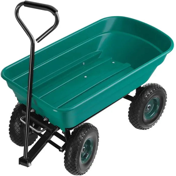 Handwagen Cubbi mit Kippfunktion und Luftreifen grün