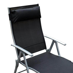 Sonnenliege klappbar mit Kissen Schwarz