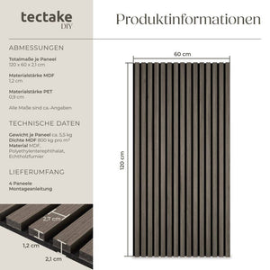 Sonic Wall Holzoptik in Eiche grau 4er Set Eiche grau 4er Set