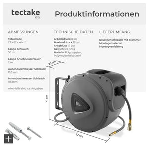 Druckluftschlauch mit Trommel grau 30 m