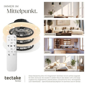 LED Deckenleuchte Storm mit Ventilator dimmbar schwarz