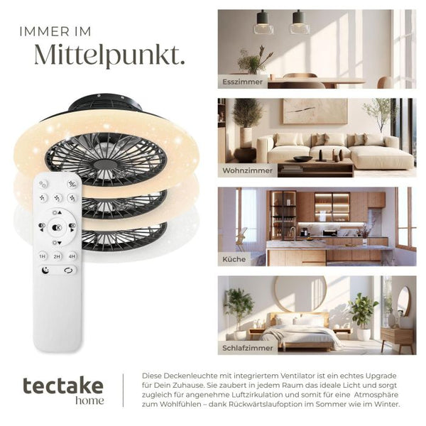 LED Deckenleuchte Storm mit Ventilator dimmbar schwarz