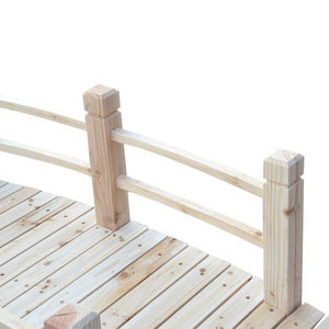 Gartenbrücke Holzbrücke Teichbrücke Zierbrücke mit Geländer bis 180 kg Tannenholz Natur