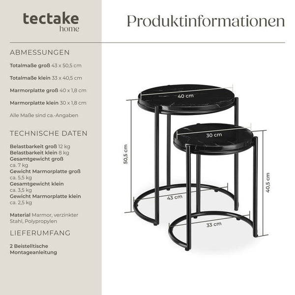 Beistelltisch Ellsa schwarz/schwarz 2er Set