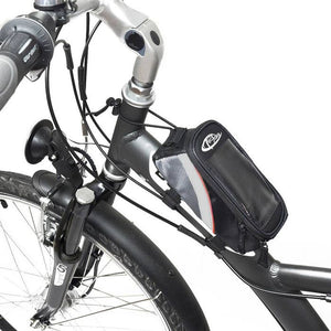 Fahrradtasche mit Rahmen-Befestigung für Smartphones schwarz/grau/rot 20 x 9,5 x 10 cm