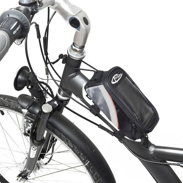 Fahrradtasche mit Rahmen-Befestigung für Smartphones schwarz/grau/rot 20 x 9,5 x 10 cm