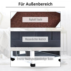 Katzenhaus Katzenhütte 2-Stöckige mit Asphaltdach Massivholz Grau