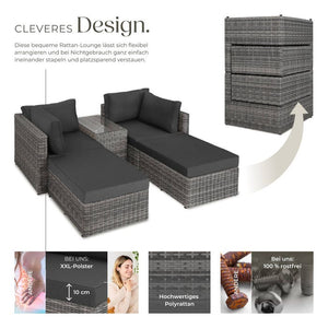 Rattan Lounge San Domino hellgrau/dunkelgrau