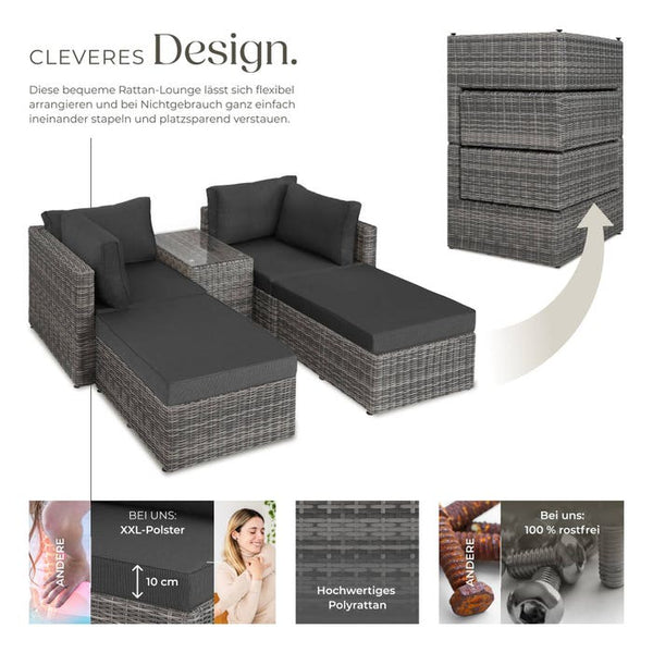 Rattan Lounge San Domino hellgrau/dunkelgrau