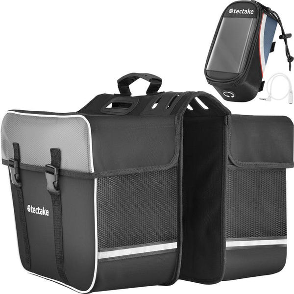 Set Fahrradtasche Georg und Fahrradrahmentasche schwarz/rot 20 x 9,5 x 10 cm