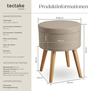 Sitzhocker mit Stauraum Yara Sand