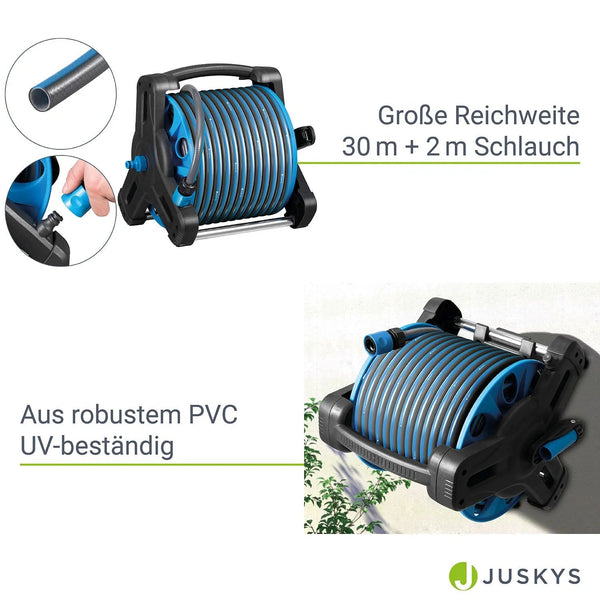 Mobile Schlauchtrommel Basic 30 m in Blau Mit Multifunktions-Handbrause