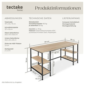 Computer-Schreibtisch Stoke Industrial Holz hell, Eiche Sonoma