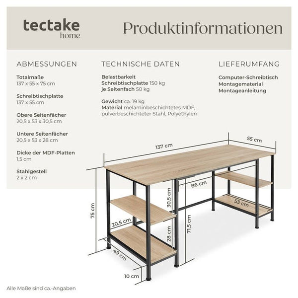 Computer-Schreibtisch Stoke Industrial Holz hell, Eiche Sonoma