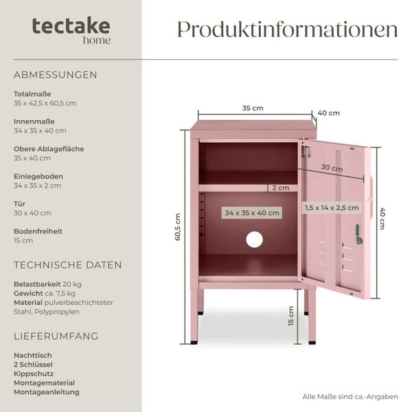 Nachttisch Baker mit Magnetverschluss rosa