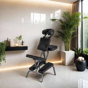Massagestuhl aus Kunstleder schwarz