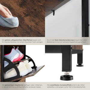 Schuhschrank Buffalo Industrial Holz dunkel, rustikal 81 cm