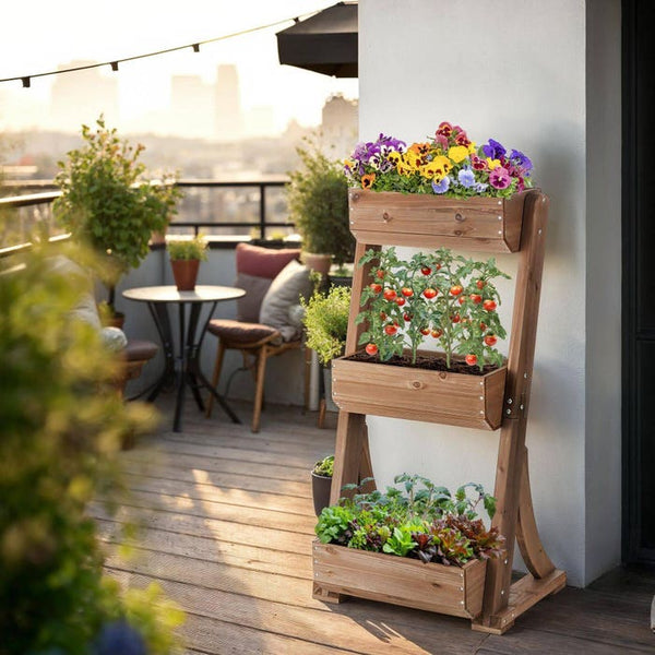 Vertikalbeet Flora braun 60 x 49 x 140 cm