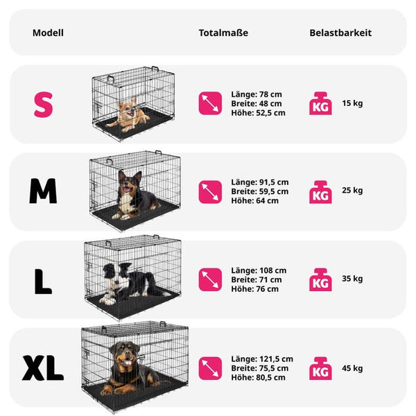 Hundekäfig-Gitterbox Luna 78 x 48 x 52,5 cm