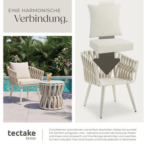 Gartenlounge-Set Lugano Rope-Design Aluminium beige, 1 Stuhl mit Tisch