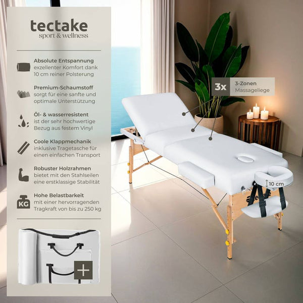 3 Zonen Massageliege weiss