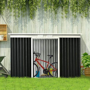 Gerätehaus Gartenhaus Geräteschuppen mit Schiebetür Fenster Outdoor Stahl Grau