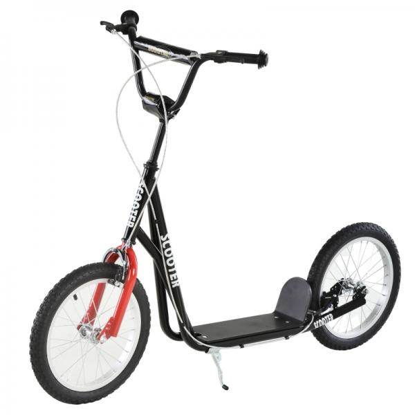Kinderroller Tretroller Cityroller Kickscooter Kickboard mit Luftreifen und Handbremse 16 Zoll Schwarz