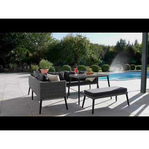 Rattan Lounge mit Aluminiumgestell Pula natur