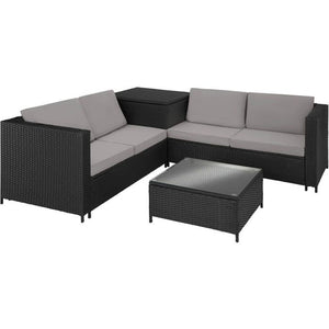 Rattan Lounge Siena schwarz/grau