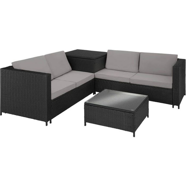 Rattan Lounge Siena schwarz/grau