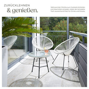2 Gartenstühle Santana mit Tisch weiss