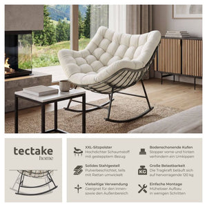 Schaukelstuhl Tami gepolstert mit Steppmuster beige