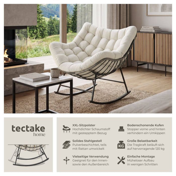 Schaukelstuhl Tami gepolstert mit Steppmuster beige