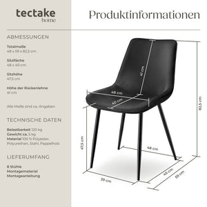 8er Set Stuhl Monroe Samtoptik schwarz