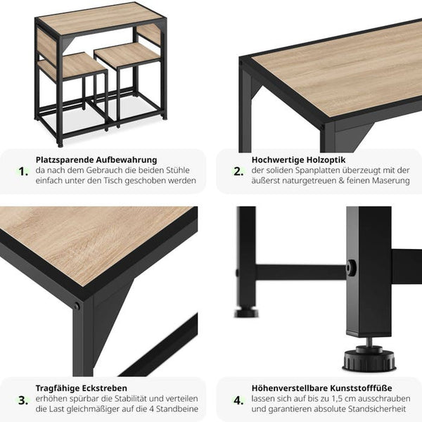 Sitzgruppe Milton Industrial Holz hell, Eiche Sonoma