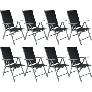 8 Aluminium Gartenstühle - schwarz / anthrazit