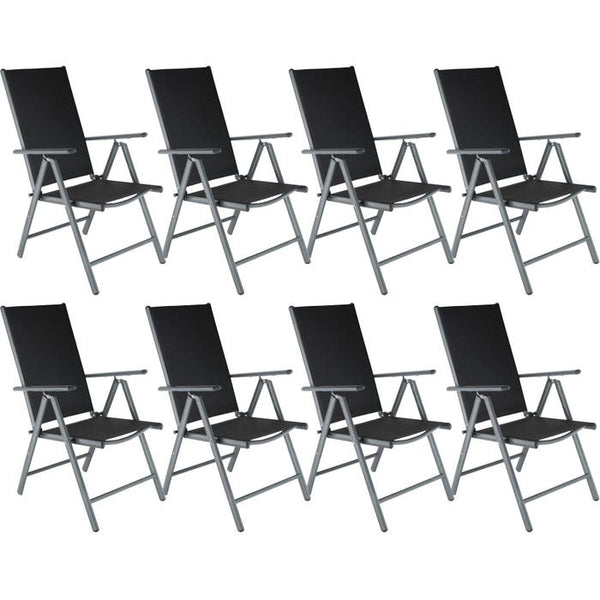 8 Aluminium Gartenstühle - schwarz / anthrazit